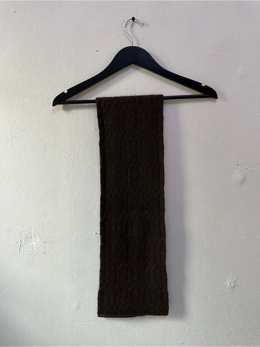 Lord & Taylor Cashmere Scarf Brown Ribbed Knit 8” x 49” unisex